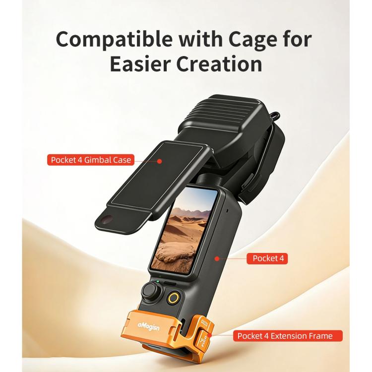 Custodia protettiva per gimbal aMagisn per DJI Osmo Pocket 4 con design a ribalta monoblocco e protezione integrata per joystick 3D.