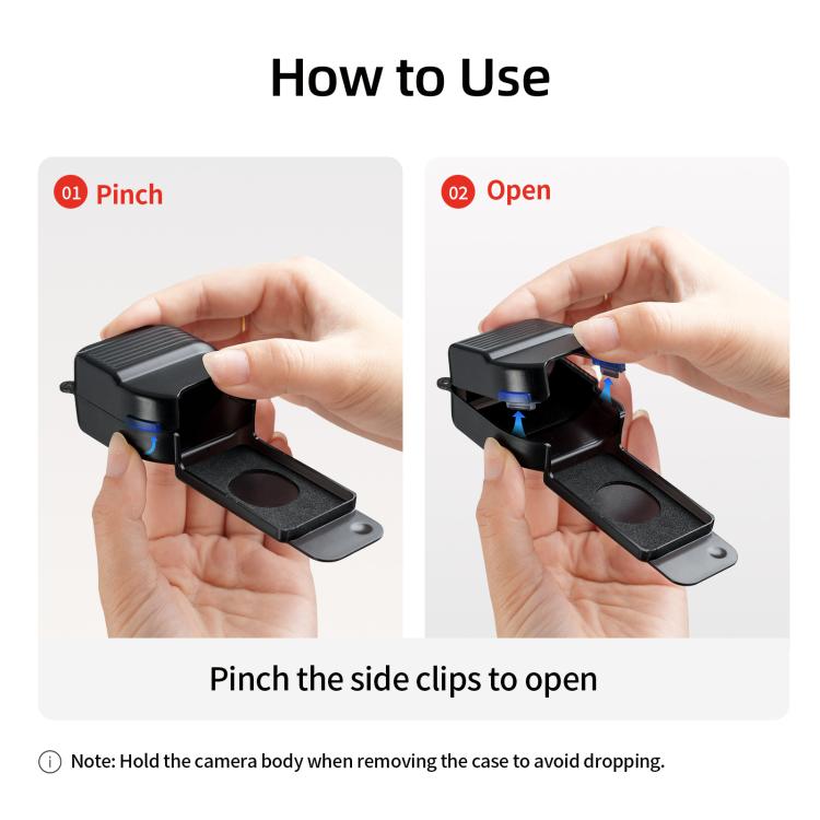 Custodia protettiva per gimbal aMagisn per DJI Osmo Pocket 4 con design a ribalta monoblocco e protezione integrata per joystick 3D.