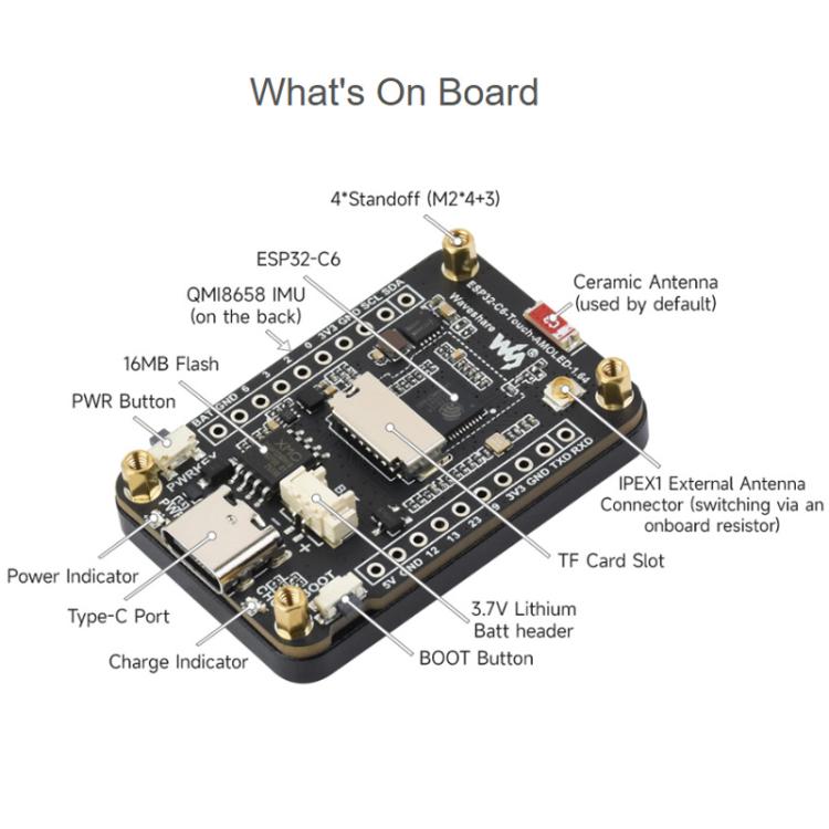 Scheda sviluppo Waveshare ESP32-C6 con display AMOLED 1,64"
