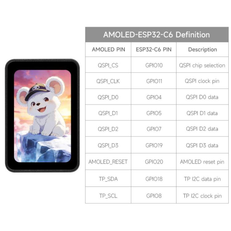 Scheda sviluppo Waveshare ESP32-C6 con display AMOLED 1,64"