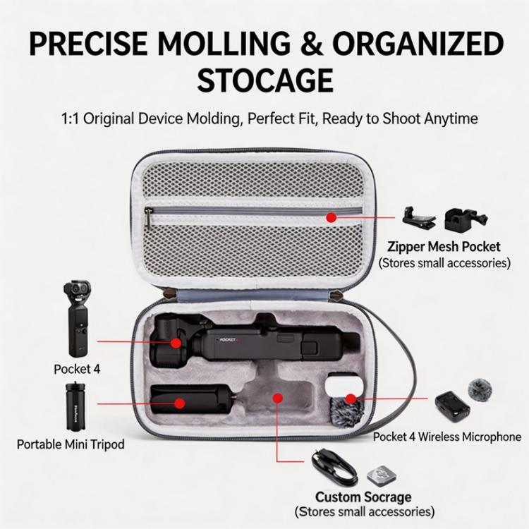 Custodia rigida impermeabile e protettiva per DJI Osmo Pocket 4, borsa da viaggio antiurto e portatile.