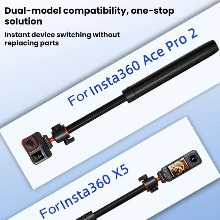 Per Insta360 Ace Pro / 2 / X5 Asta di prolunga per selfie a sgancio rapido Flymile per treppiede