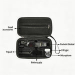 Custodia rigida per DJI Osmo Pocket 4, borsa da viaggio portatile con cinturino da polso e interno in morbida flanella.