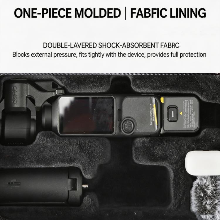 Custodia rigida per DJI Osmo Pocket 4, borsa da viaggio portatile con cinturino da polso e interno in morbida flanella.