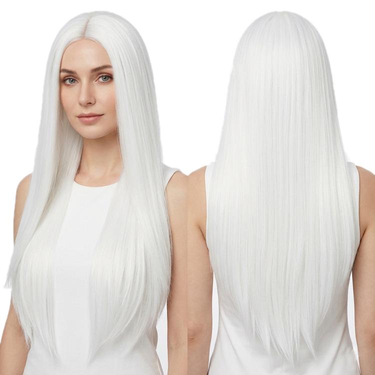 Parrucca lunga e liscia da cosplay, versatile, con riga centrale, 80 cm., Black, White, Silver, Light Gold, Red, Dark Brown, Light Brown, Purple, Royal Blue, Claret, Orange, Mint Green, Gray, Light Purple, Sky Blue, Linen, Gold, Smoky Pink, Blue-black ...