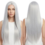 Parrucca lunga e liscia da cosplay, versatile, con riga centrale, 80 cm., Black, White, Silver, Light Gold, Red, Dark Brown, Light Brown, Purple, Royal Blue, Claret, Orange, Mint Green, Gray, Light Purple, Sky Blue, Linen, Gold, Smoky Pink, Blue-black ...