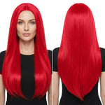 Parrucca lunga e liscia da cosplay, versatile, con riga centrale, 80 cm., Black, White, Silver, Light Gold, Red, Dark Brown, Light Brown, Purple, Royal Blue, Claret, Orange, Mint Green, Gray, Light Purple, Sky Blue, Linen, Gold, Smoky Pink, Blue-black ...