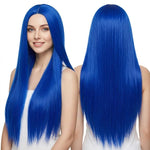 Parrucca lunga e liscia da cosplay, versatile, con riga centrale, 80 cm., Black, White, Silver, Light Gold, Red, Dark Brown, Light Brown, Purple, Royal Blue, Claret, Orange, Mint Green, Gray, Light Purple, Sky Blue, Linen, Gold, Smoky Pink, Blue-black ...