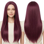 Parrucca lunga e liscia da cosplay, versatile, con riga centrale, 80 cm., Black, White, Silver, Light Gold, Red, Dark Brown, Light Brown, Purple, Royal Blue, Claret, Orange, Mint Green, Gray, Light Purple, Sky Blue, Linen, Gold, Smoky Pink, Blue-black ...