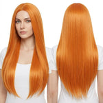 Parrucca lunga e liscia da cosplay, versatile, con riga centrale, 80 cm., Black, White, Silver, Light Gold, Red, Dark Brown, Light Brown, Purple, Royal Blue, Claret, Orange, Mint Green, Gray, Light Purple, Sky Blue, Linen, Gold, Smoky Pink, Blue-black ...