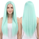 Parrucca lunga e liscia da cosplay, versatile, con riga centrale, 80 cm., Black, White, Silver, Light Gold, Red, Dark Brown, Light Brown, Purple, Royal Blue, Claret, Orange, Mint Green, Gray, Light Purple, Sky Blue, Linen, Gold, Smoky Pink, Blue-black ...