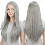 Parrucca lunga e liscia da cosplay, versatile, con riga centrale, 80 cm., Black, White, Silver, Light Gold, Red, Dark Brown, Light Brown, Purple, Royal Blue, Claret, Orange, Mint Green, Gray, Light Purple, Sky Blue, Linen, Gold, Smoky Pink, Blue-black ...