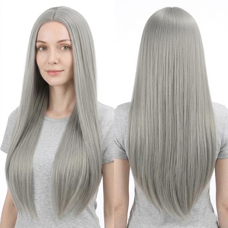 Parrucca lunga e liscia da cosplay, versatile, con riga centrale, 80 cm., Black, White, Silver, Light Gold, Red, Dark Brown, Light Brown, Purple, Royal Blue, Claret, Orange, Mint Green, Gray, Light Purple, Sky Blue, Linen, Gold, Smoky Pink, Blue-black ...