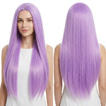 Parrucca lunga e liscia da cosplay, versatile, con riga centrale, 80 cm., Black, White, Silver, Light Gold, Red, Dark Brown, Light Brown, Purple, Royal Blue, Claret, Orange, Mint Green, Gray, Light Purple, Sky Blue, Linen, Gold, Smoky Pink, Blue-black ...