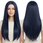 Parrucca lunga e liscia da cosplay, versatile, con riga centrale, 80 cm., Black, White, Silver, Light Gold, Red, Dark Brown, Light Brown, Purple, Royal Blue, Claret, Orange, Mint Green, Gray, Light Purple, Sky Blue, Linen, Gold, Smoky Pink, Blue-black ...