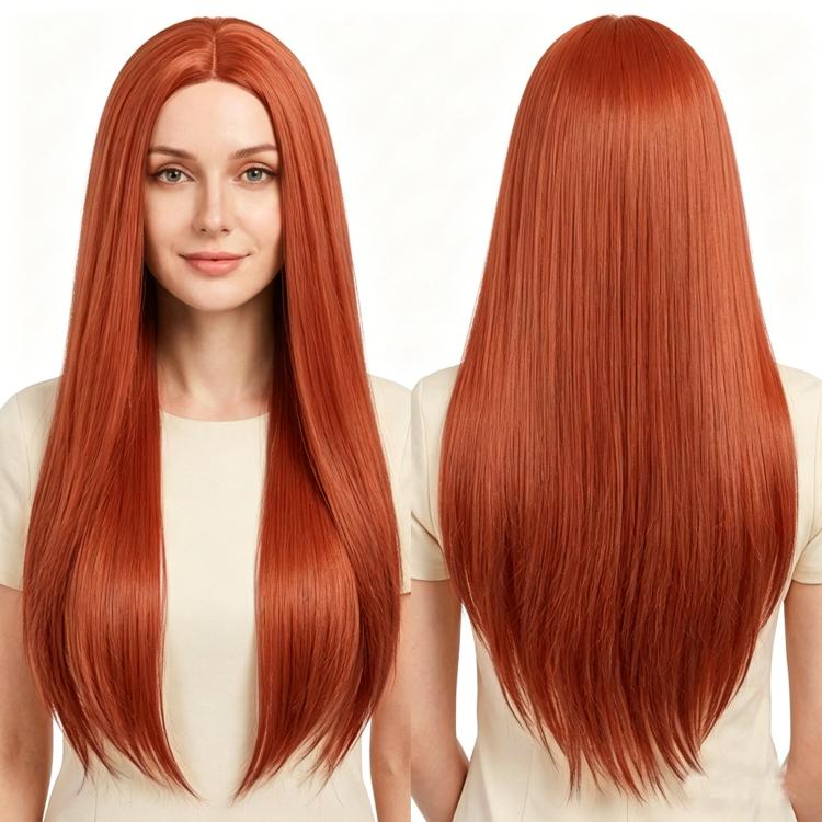 Parrucca lunga e liscia da cosplay, versatile, con riga centrale, 80 cm., Black, White, Silver, Light Gold, Red, Dark Brown, Light Brown, Purple, Royal Blue, Claret, Orange, Mint Green, Gray, Light Purple, Sky Blue, Linen, Gold, Smoky Pink, Blue-black ...