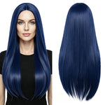 Parrucca lunga e liscia da cosplay, versatile, con riga centrale, 80 cm., Black, White, Silver, Light Gold, Red, Dark Brown, Light Brown, Purple, Royal Blue, Claret, Orange, Mint Green, Gray, Light Purple, Sky Blue, Linen, Gold, Smoky Pink, Blue-black ...