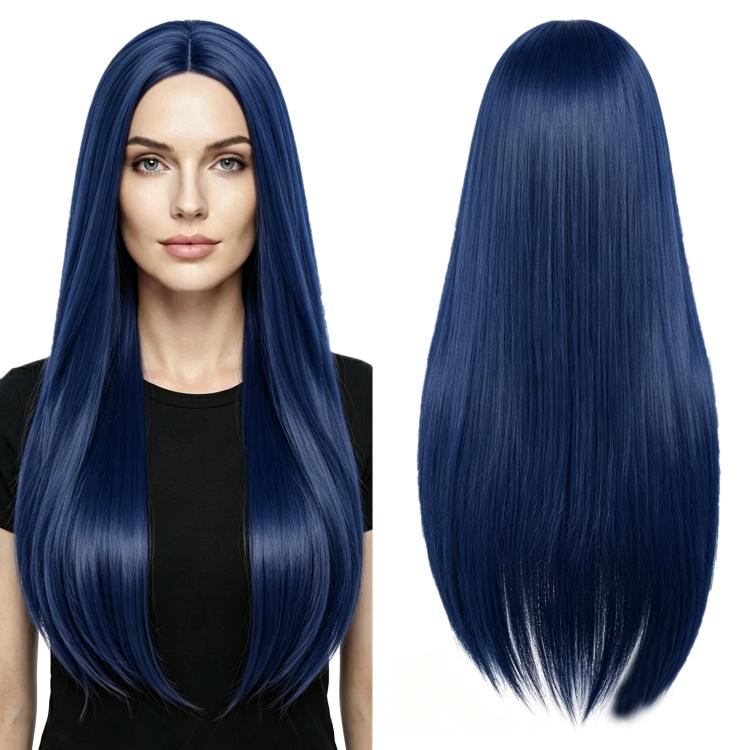 Parrucca lunga e liscia da cosplay, versatile, con riga centrale, 80 cm., Black, White, Silver, Light Gold, Red, Dark Brown, Light Brown, Purple, Royal Blue, Claret, Orange, Mint Green, Gray, Light Purple, Sky Blue, Linen, Gold, Smoky Pink, Blue-black ...