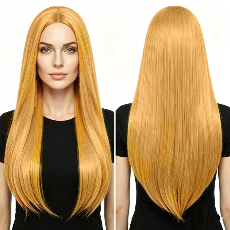 Parrucca lunga e liscia da cosplay, versatile, con riga centrale, 80 cm., Black, White, Silver, Light Gold, Red, Dark Brown, Light Brown, Purple, Royal Blue, Claret, Orange, Mint Green, Gray, Light Purple, Sky Blue, Linen, Gold, Smoky Pink, Blue-black ...