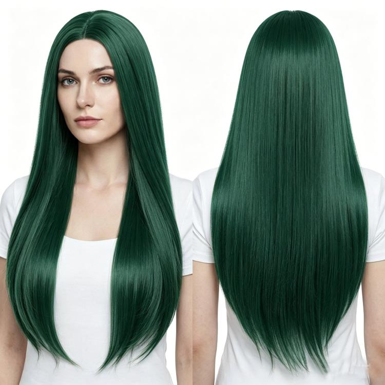 Parrucca lunga e liscia da cosplay, versatile, con riga centrale, 80 cm., Black, White, Silver, Light Gold, Red, Dark Brown, Light Brown, Purple, Royal Blue, Claret, Orange, Mint Green, Gray, Light Purple, Sky Blue, Linen, Gold, Smoky Pink, Blue-black ...