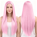 Parrucca lunga e liscia da cosplay, versatile, con riga centrale, 80 cm., Black, White, Silver, Light Gold, Red, Dark Brown, Light Brown, Purple, Royal Blue, Claret, Orange, Mint Green, Gray, Light Purple, Sky Blue, Linen, Gold, Smoky Pink, Blue-black ...