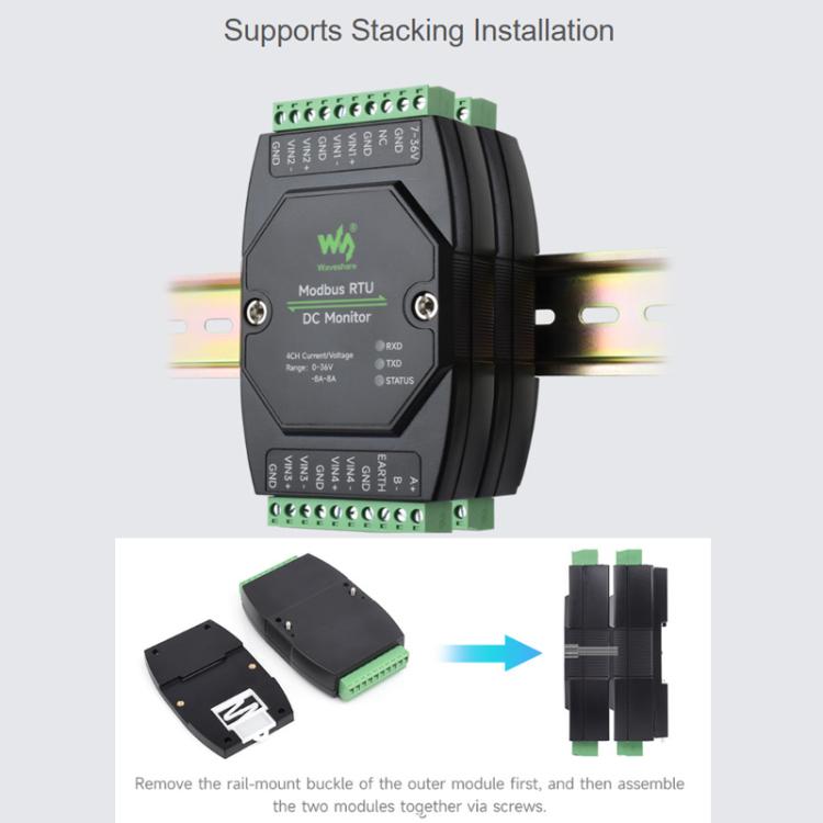 Modulo monitoraggio 4 canali DC 16 bit Modbus RTU