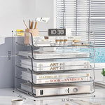 Scaffale portadocumenti impilabile in acrilico da scrivania, libreria di grande capacità per camera da letto e soggiorno, Widened 1 Layer, Widened 2 Layer, Widened 3 Layer, Widened 4 Layer, Widened 5 Layer, Extended 1 Layer, Extended 2 Layer           ...