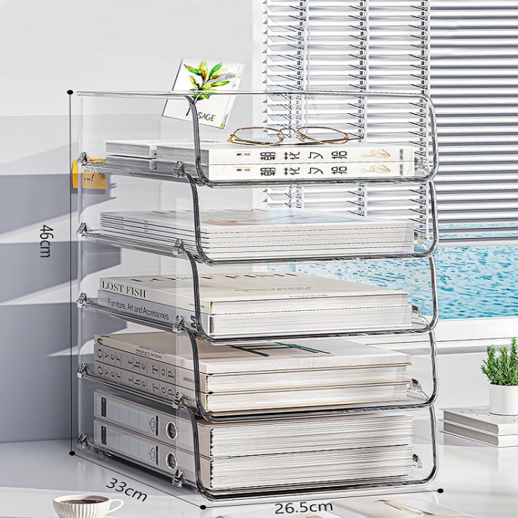 Scaffale portadocumenti impilabile in acrilico da scrivania, libreria di grande capacità per camera da letto e soggiorno, Widened 1 Layer, Widened 2 Layer, Widened 3 Layer, Widened 4 Layer, Widened 5 Layer, Extended 1 Layer, Extended 2 Layer           ...