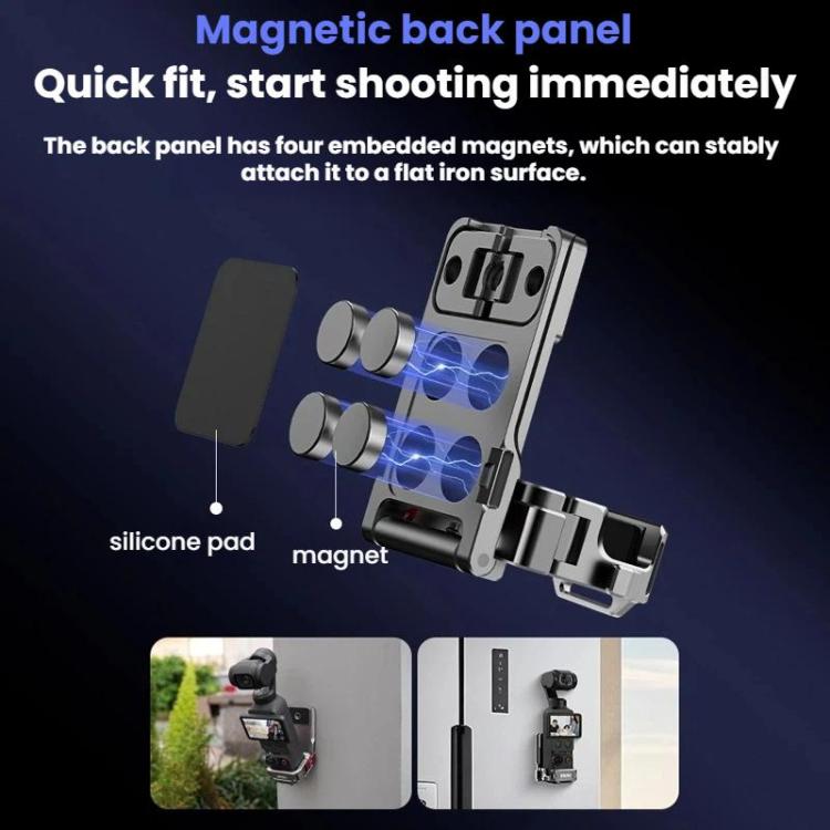 Supporto di estensione con base magnetica multifunzione BRDRC per DJI Osmo Pocket 3 / 4., For DJI Osmo Pocket 3 / 4 Titanium