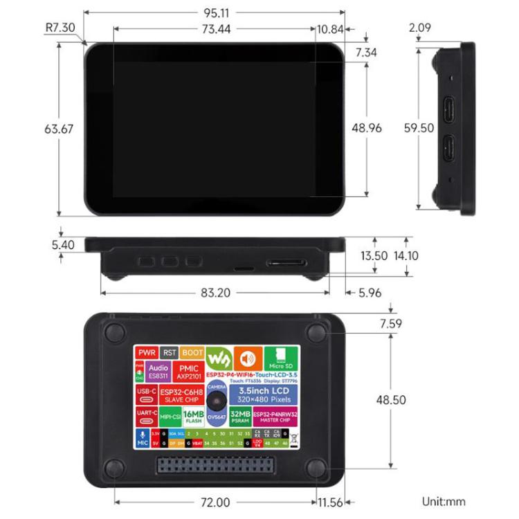 Waveshare ESP32-P4 Scheda sviluppo Smart Vision 3,5 pollici