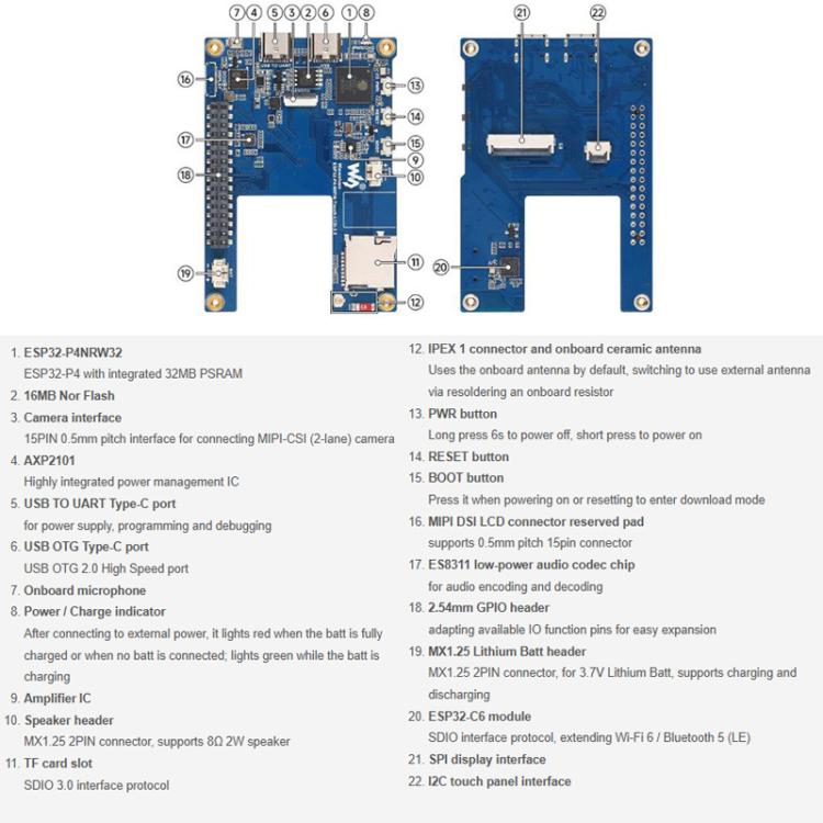 Waveshare ESP32-P4 Scheda sviluppo Smart Vision 3,5 pollici