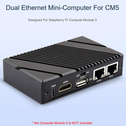 Mini-computer Raspberry Pi CM5 Gigabit / 2.5G Dual Ethernet con supporto per doppie porte Ethernet RJ45, uscita video 4K e doppie interfacce MIPI., Waveshare 34180