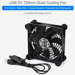 Ventola di raffreddamento silenziosa Waveshare 34398 USB 5V da 120 mm, regolabile su 3 velocità, controllo PWM, flusso d'aria elevato, design antivibrazione., Single, Double