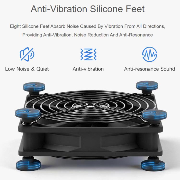 Ventola di raffreddamento silenziosa Waveshare 34398 USB 5V da 120 mm, regolabile su 3 velocità, controllo PWM, flusso d'aria elevato, design antivibrazione., Single, Double