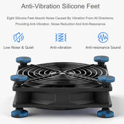 Ventola di raffreddamento silenziosa Waveshare 34398 USB 5V da 120 mm, regolabile su 3 velocità, controllo PWM, flusso d'aria elevato, design antivibrazione., Single, Double