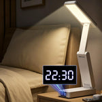 Lampada da scrivania pieghevole ricaricabile con controllo touch Xiabule, lampada portatile per la protezione degli occhi, ideale per dormitori studenteschi., No Clock, With Clock