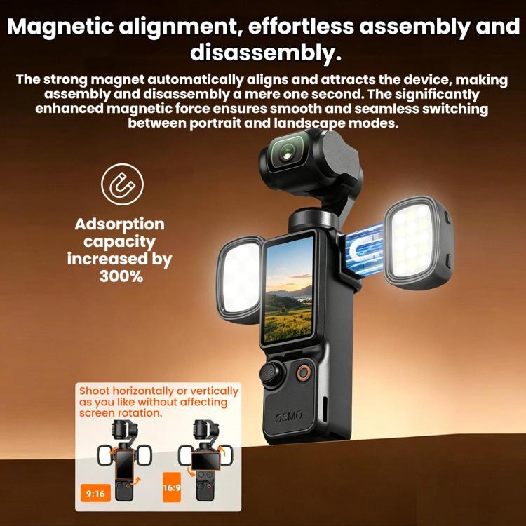 Per fotocamere DJI Osmo Pocket 4/3 Flymile Luce di riempimento magnetica per