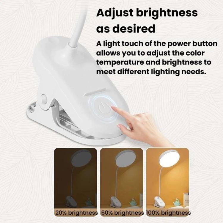 Lampada da scrivania portatile con clip Xiabule, luce notturna per la protezione degli occhi, lampada da lettura ad alto indice di resa cromatica (CRI)., Plug-in, Rechargeable, Rechargeable 3 Color Temperatures Stepless Dimming