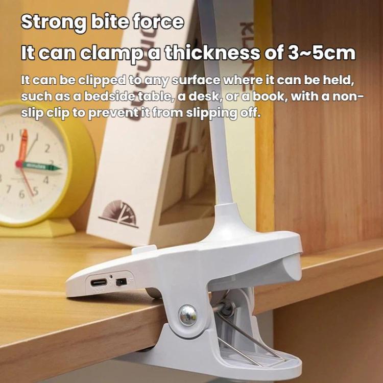 Lampada da scrivania portatile con clip Xiabule, luce notturna per la protezione degli occhi, lampada da lettura ad alto indice di resa cromatica (CRI)., Plug-in, Rechargeable, Rechargeable 3 Color Temperatures Stepless Dimming