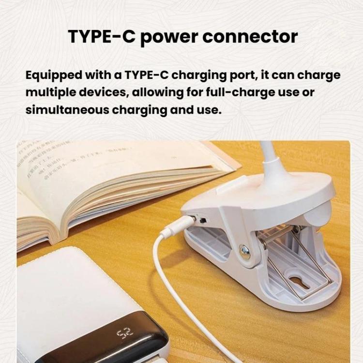 Lampada da scrivania portatile con clip Xiabule, luce notturna per la protezione degli occhi, lampada da lettura ad alto indice di resa cromatica (CRI)., Plug-in, Rechargeable, Rechargeable 3 Color Temperatures Stepless Dimming