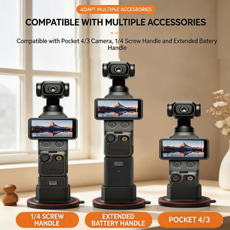 Supporto fisso antiscivolo con base da tavolo girevole a 360 gradi per fotocamera DJI Osmo Pocket 4/3.