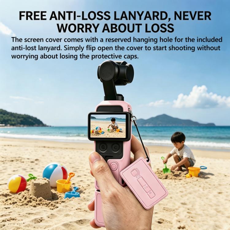 Per DJI Osmo Pocket 4, custodia in silicone 4 in 1, kit di protezione completa antigraffio e antiurto con cordino.