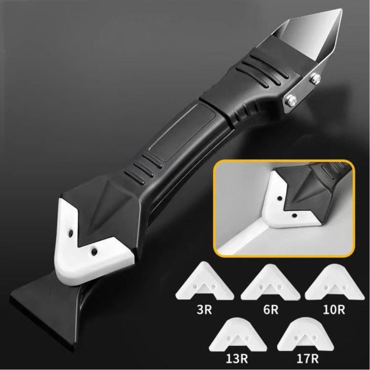 Strumento 3 in 1 per sigillatura al silicone: strumento per la rimozione del sigillante con 5 cuscinetti in silicone sostituibili, strumento per la finitura del sigillante.