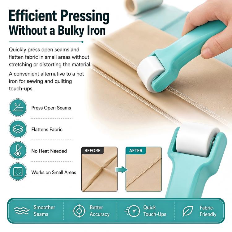 Rullo per cuciture per cucito e quilting, rullo a pressione manuale per stirare i tessuti, strumento fai da te per lavori creativi.