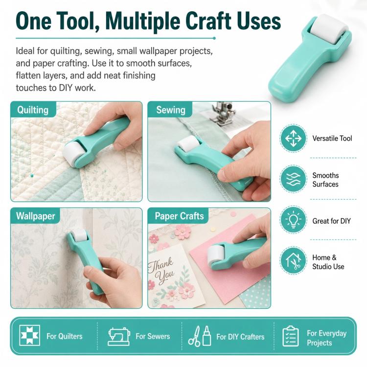 Rullo per cuciture per cucito e quilting, rullo a pressione manuale per stirare i tessuti, strumento fai da te per lavori creativi.