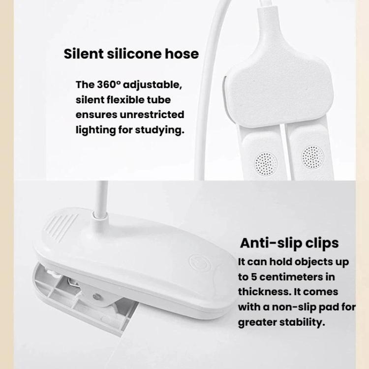 Lampada a clip a doppia testa Xiawule, portatile, ricaricabile, ideale per la cura degli occhi e la lettura degli studenti., 800mAh, 1200mAh