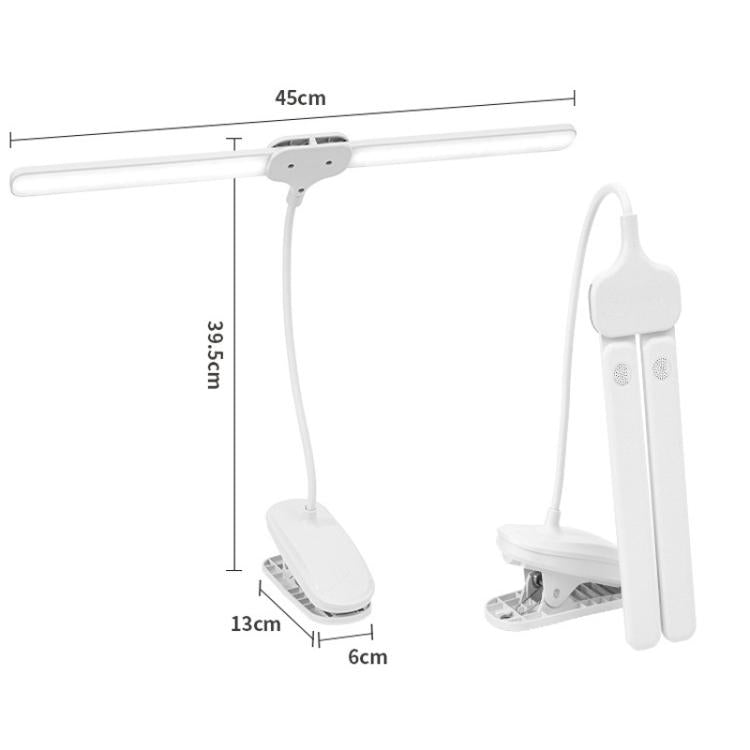 Lampada a clip a doppia testa Xiawule, portatile, ricaricabile, ideale per la cura degli occhi e la lettura degli studenti., 800mAh, 1200mAh