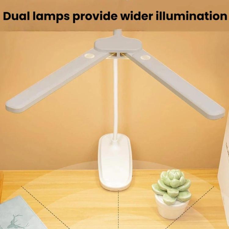 Lampada a clip a doppia testa Xiawule, portatile, ricaricabile, ideale per la cura degli occhi e la lettura degli studenti., 800mAh, 1200mAh
