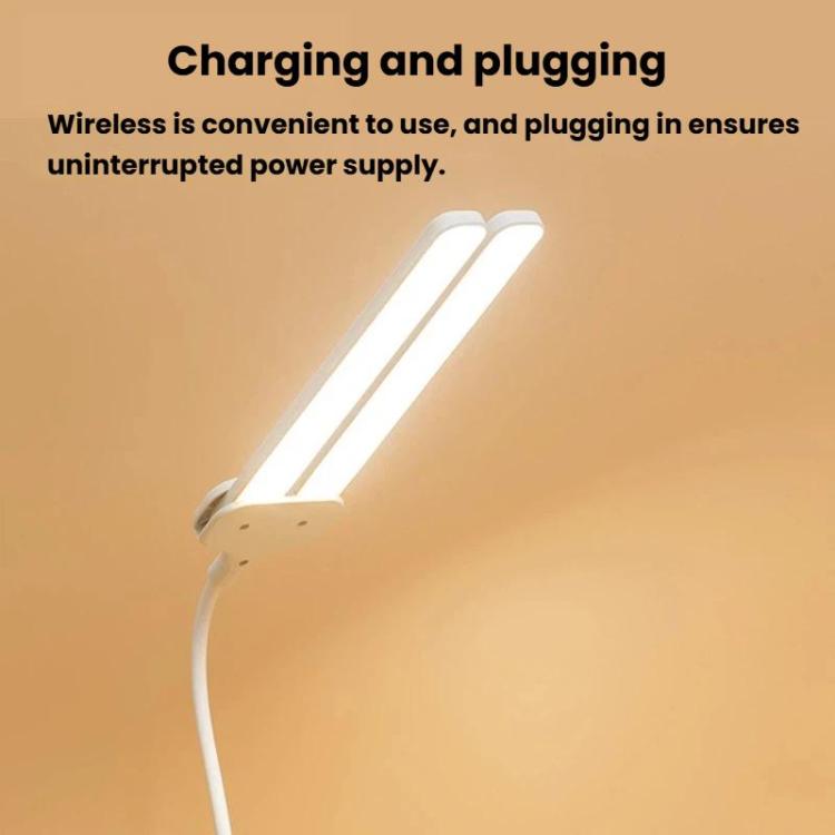 Lampada a clip a doppia testa Xiawule, portatile, ricaricabile, ideale per la cura degli occhi e la lettura degli studenti., 800mAh, 1200mAh