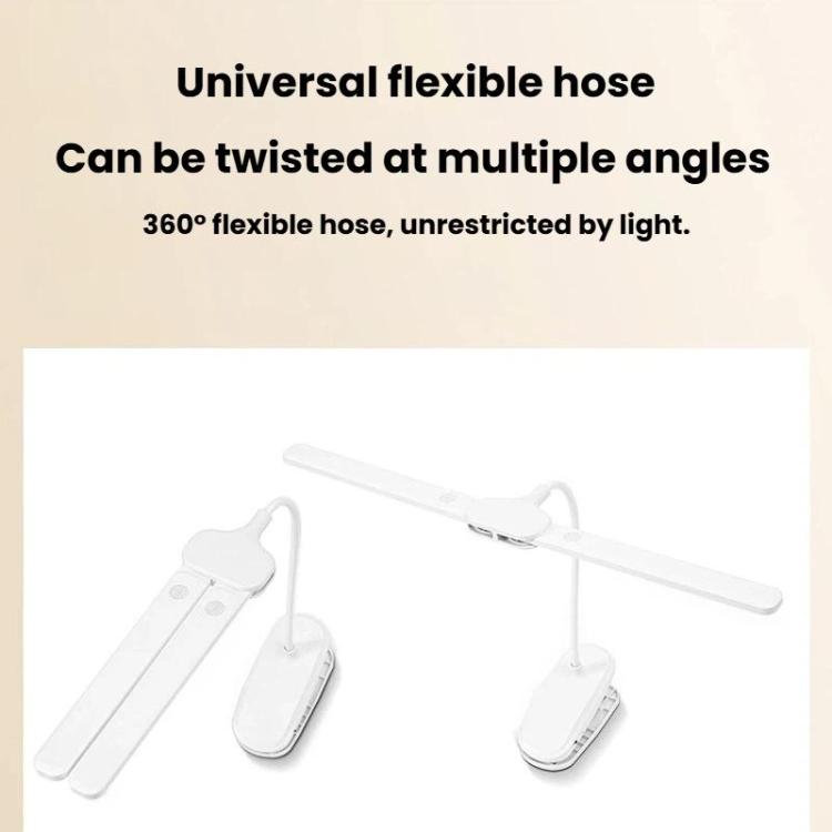 Lampada a clip a doppia testa Xiawule, portatile, ricaricabile, ideale per la cura degli occhi e la lettura degli studenti., 800mAh, 1200mAh